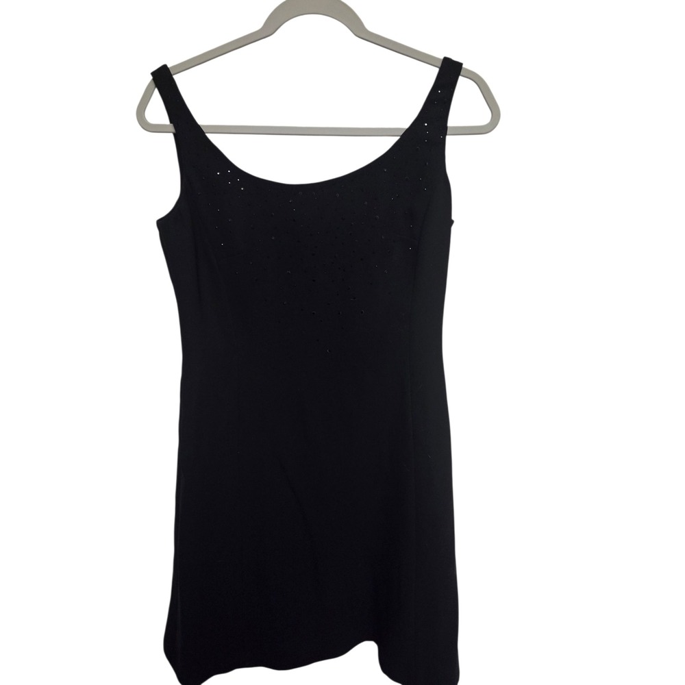 Vintage 90s Jones New York Black Embellished Sheath Dress Size 6 Cocktail